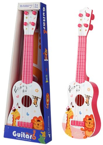 Gitarre für Kinder, 41cm Mini Gitarre Ukulele Musikspielzeug mit 4 Stimmbare Saiten, Gitarre Instrumente Spielzeug Musik Lernspielzeug Für Kleinkinder Anfänger Jungen Mädchen Geschenk (Rosa)