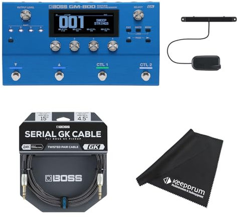 Boss GM-800 Effektgerät Synthesizer-Pedal + GK-5B Bass-Tonabnehmer + BGK-15 Kabel + keepdrum Mikrofasertuch