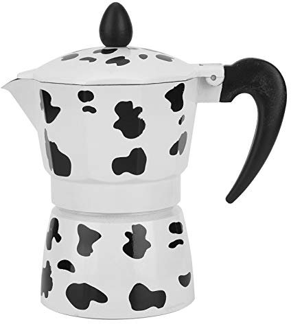 Lybunair 150ML Cow Print Espresso Coffee Pot Kettle 3 Cup Espresso Coffeee Maker Italian Stovetop Kettle for Home Coffee Shop Use