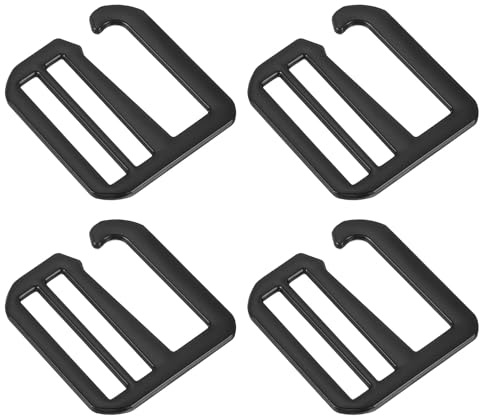 QUARKZMAN 4 Piezas 38mm/1.5 Hebilla de Gancho G de Metal Ajustable Deslizadores Planos Tri-Glide para Cinta de Mochila, Negro Mate