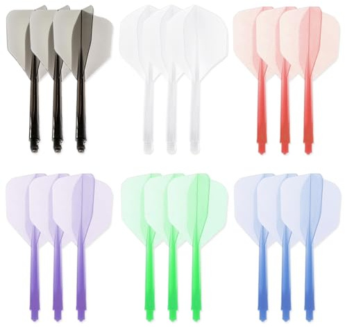 TYXHXTF Lot de 18 Ailettes de Fléchettes avec Tiges, en Une Seule Pièce, 2BA Tige et Ailettes de Fléchette Intégrées, Accessoires pour Le Jeu de Fléchettes(6 Couleurs)