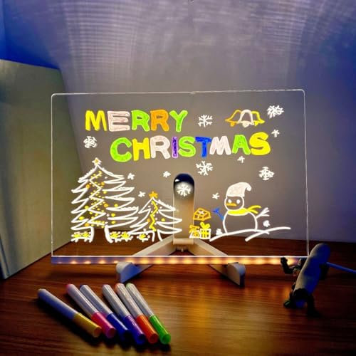 Tableau d'affichage LED avec stylo 7 couleurs, tableau à dessin LED, tableau d'affichage lumineux en acrylique avec lumière, pour enfants, école, café, maison, bureau, Noël (moyen)