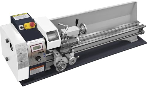 Furvveerr Torno Metal 1200W Torno Metálico 220mm x 750mm Torno de Metal de Mesa Torno Metálico Mini Precisión Torno Velocidad Variable 0-3000RPM para Perforación de Torneado Inverso (Con cepillo)