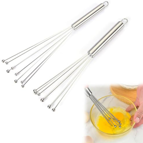2 fruste a sfera in acciaio inox per mescolare, cucinare, sbattere, mescolare, battere