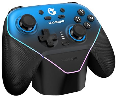 GameSir Super Nova Multiplatform Game Controller – 2.4G Wireless for PC/Switch/iOS/Android – Hall Effect Joystick & Triggers, 1000Hz Polling, Magnetic Faceplate, RGB Lighning,Charging Dock (Nightfall Blue)