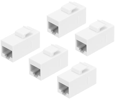 sourcing map 5 Pack Cat 6 Ethernet Coupler, RJ45 Cat6 Coupler Jacks Female to Female Ethernet Adapter, White, 15x32x22mm