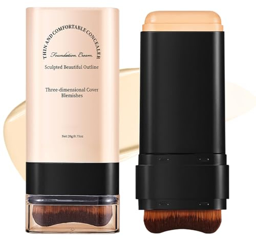 Foundation Stick De Maquillage Pour Le Visage, Stick De Fond De Teint Multi-usage Avec Pinceau, Bâton De Fond De Teint Couvrant Naturel Longue Tenue, 2 In1 Contour Sticks with Matte Finish(Miel 05#)