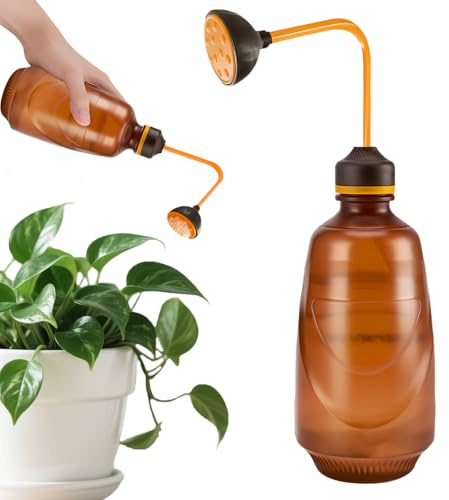 SilverChry - Annaffiatoio per piante interne, piccolo annaffiatoio da 450 ml, annaffiatoio per Bonsai, arosorio interno, piccolo irrigatore Bonsai, adatto per piantine e piante delicate (marrone)