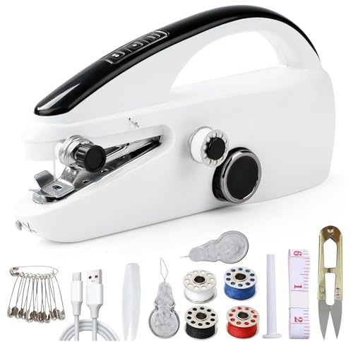 Macchina da Cucire Portatile,Elettrica a 2 Velocità,Macchina da Cucire Elettrica Portatile con Accessori Cucito,per Vestiti,Tende in Tessuto,DIY,Casa e Viaggio(Black)