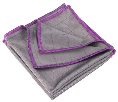 zorvixal 3 Pezzi Panni Magic Microfibra Carbonio, 30x30 cm Asciugamani Senza Aloni, Panno Vetri in Super Microfibra, Panno in Fibra di Carbonio per Vetri, per Pulizia Vetri, Auto, Cucina