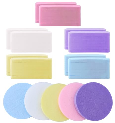 60Pz spugnette viso pulizia compresse,spugnetta trucco make up rotonde per il viso,dischetti struccanti,spugna pulizia riutilizzabili per la cura quotidiana della pelle e il trucco