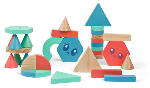 BS Toys GA521 Holz Bauklötze Set – 38 Blöcke in verschiedenen Formen, kreatives Konstruktionsspielzeug für Kinder ab 3 Jahren, fördert Motorik & Fantasie