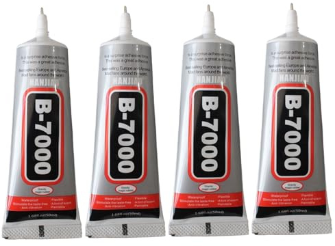 B7000 Glue de resistencia industrial, 4pcs Adhesivo flexible transparente para la reparación de la pantalla del teléfono y la fabricación de joyas, resistente al agua para artesanías, telas, metal, a