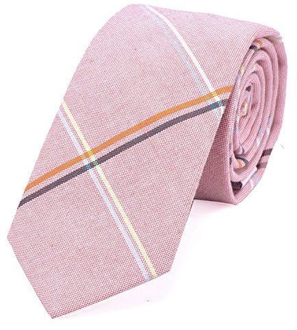 DonDon Herren Krawatte 6 cm gestreift Baumwolle pastell-rosa