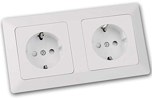 MILOS Doppel-Steckdose, weiß matt, mit Rahmen, UP