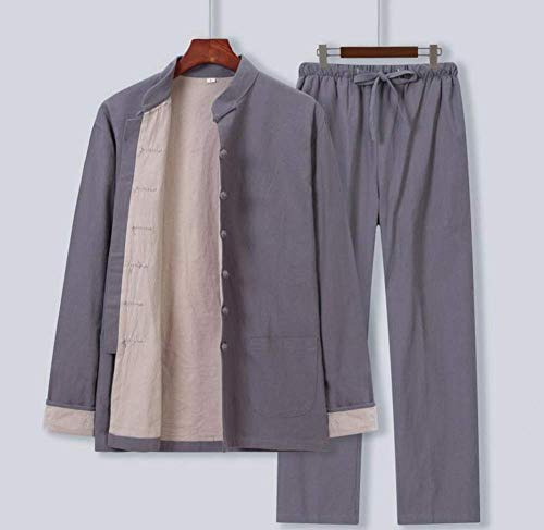 FLY FLU Tai Chi Kleidung Damen，Herren Tai Chi-Kleidung - Luxuriöse Seide Stretch-Taichi-Anzüge Traditionelle Tai Chi-Kleidung Für Ihre Tai Chi-Übungen Manschette Und Frösche,Gray-L