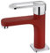Strohm TEKA NEXOS Waschbeckenarmatur, Einhebelmischer für Waschbecken, schlankes Design, Antikalk-Belüfter, Chrom/Rot