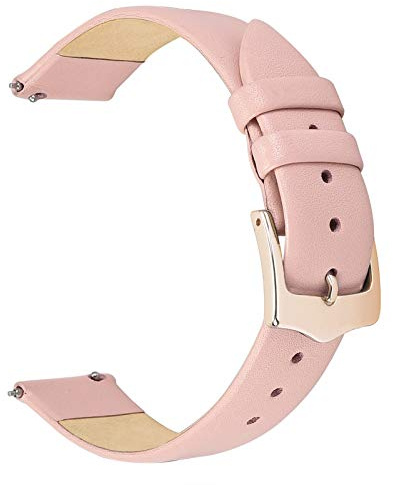 EACHE Women Pink Leather Watch Straps Quick Release 12mm Thin Leather Watch Bands for Ladies With Rose Gold Buckle
