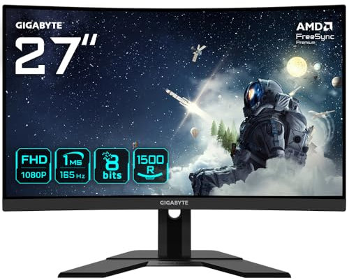GIGABYTE G27FC A EK 27 LED Full HD Curved Gaming Monitor - 1920 x 1080(Full HD), 165Hz, 1ms, FreeSync Premium, HDMI 1.4, DisplayPort 1.2