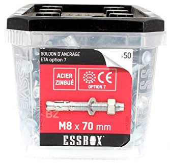 Scell-it ESSBOX de 50 Goujons D'Ancrage 8X70 Acier