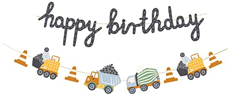 Dulce cadena de fiesta DIY para cumpleaños de construcción. Vehículos coloridos, camiones, grúas, mezcladores de cemento. Guirnalda decorativa para fiesta de cumpleaños de niños. Cadena colgante DIY