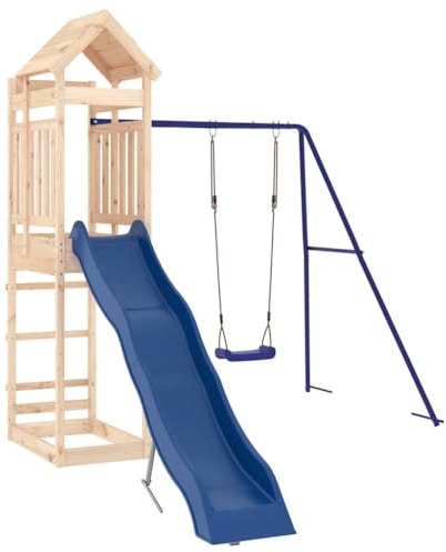 vidaXL Aire de Jeux d'Extérieur, Ensemble de Jeu avec Escalade et Balançoire, Tour de Jeu pour Enfant Jardin Terrasse, Bois de Pin Massif