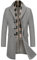 COOFANDY Herren Mantel Wintermantel Slim Fit Business Winterjacke Warmer Trenchcoat Jacken Kurzmantel Herrenmantel mit Abnehmbaren Karierten Schals Hellgrau XXL