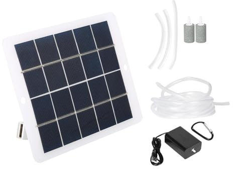 DEWIN Pompa di Ossigeno Solare 5W 5V Solare Ossigenatore per Acquario Solare Pesce Aeratore d'aria Aeratore per Laghetto Solare da 5W Eratore per Acquario Ossigenatore per Laghetto