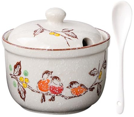 TuYines Zuckerdose Keramik,Zuckerdose mit Deckel und Löffel,Keramik Gewürzdosen,Gewürzdose mit Deckel für Zucker, Salz, Käse, Gewürze