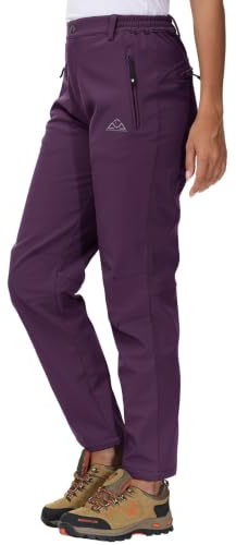 YSENTO Pantalones softshell para mujer, de invierno, para senderismo, esquí, impermeables, con forro cálido, térmicos, pantalones de trekking