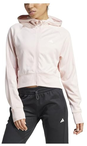 adidas Chaqueta de Forro Polar con Capucha y Cremallera Completa para Mujer AEROREADY Game and Go, SANPIN/Blanco, M