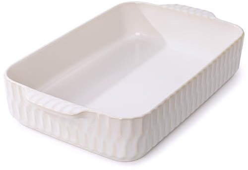 4.7QT Casserole Dishes for Oven, 9x13” Large Lasagna Pan, Ceramic Baking Dish, Rectangular Lasagna Pan Deep with Handles for Baking, Casserole, Kitchen, Birthday Gift for Mother Father Women Men
