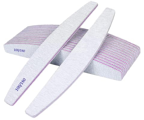 10 limas para uñas 100/180 de doble cara, reutilizables y lavables, lima de media luna para uso doméstico y profesional