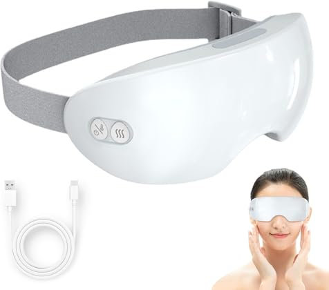 Eyerelis Steam Therapy Mask, Beheizte Dampf-Augenmaske, Augenmassagegerät mit Wärme und Kühlung, 2 Stufen einstellbare Dampf Wärmende Augenmaske, Aufladbar Augenmaske für Augenringe, Trockene Augen