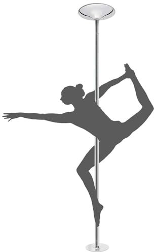Portabel poledance-stång för hemmabruk, höjdjusterbar träningsstång, roterande statiskt dansrör, professionell robust stålstång (2,825 m – 2,95 m (9,3 fot)