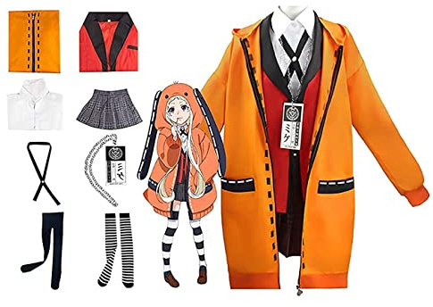 Taikcsut Halloween Yomoduki Runa Cosplay Costume Full Set Outfit Anime Gambler School Uniform Full Set Outfit for Girls(L)