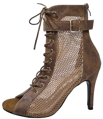 Sandalias Mujer Tacon Fino Fiesta Botas De Baile Heels con Cordones Zapatos Punta Abierta Botines De Baile con TacóN Alto Salsa Y Bachata De Salon Sandalia Elegantes Moda Calzado De Danza