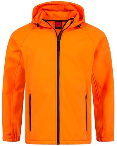 Mivaro Herren Softshelljacke Orange - wasserdicht winddicht atmungsaktiv - Arbeits- und Outdoorjacke mit Kapuze Regular-Fit aus 100% Polyester 320 g/m² Stoffgewicht, Reißverschlusstaschen, Größe S