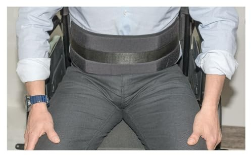 MAS QUE AYUDAS - Cinturón Abdominal de Seguridad para Silla de Ruedas, Sujeción Abdominal con Cierre de Clip, Alta Protección Anticaídas, Talla Única Ajustable, Gris