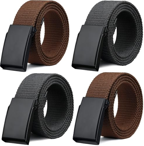 4 cintura uomo senza buchi,cintura da lavoro uomo,cintura in tela regolabile cintura tattica uomo,per lavoro e viaggi,Nero, 130 cm