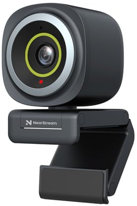 NearStream Web cam för bärbar dator, PC-kamera med autofokus, 95° synfält, USB-port, täckskärm, för Skype, FaceTime, team, PC/Mac/ChromeOS/Android V08