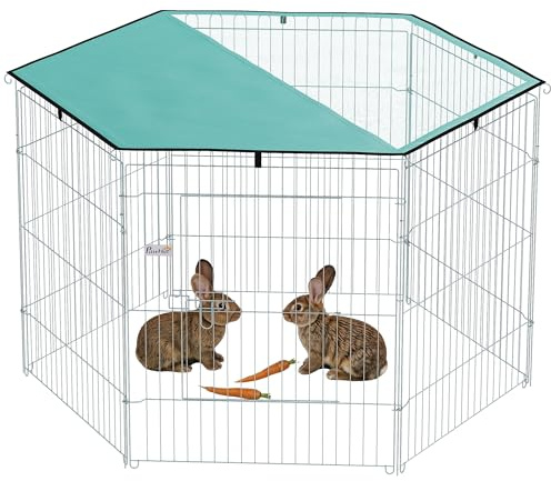 PawHut Parc pour Chien 8 Panneaux avec Toit 76H cm avec Porte Argent Vert