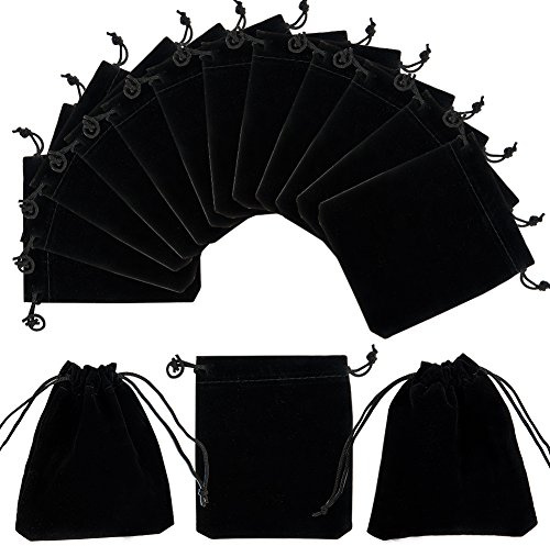 PH PandaHall 50 Pack Velvet Gift Bags Jewelry Bags for Selling 3.9x 4.7inch Black Drawstring Bags Packing Pouches Mini Dice Gift Bags for Jewelry Earring Watches Storage Wedding Favor Mother's Day