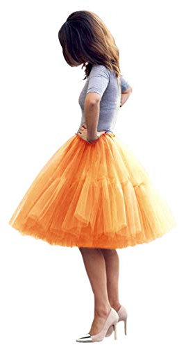 Babyonlinedress Tüllrock Damen Tutu Skirt 5 Lage Petticoat Ballettrock Unterrock Pettiskirt, Einheitsgröße, Orange,Orange