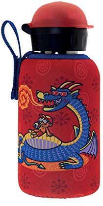 Laken Unisex Jugend Thermos in acciaio inox 0,35 L con chiusura a scatto e cover in neoprene bottiglia in acciaio inox Jr. 0,35 litri, colore: rosso