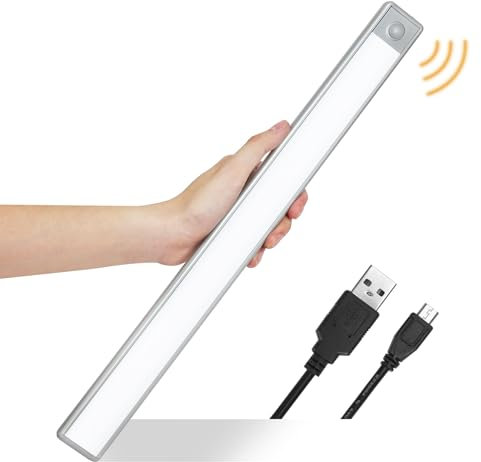 EverBrite Under Cabinet Light Motion Sensor 70 LED, 2400mAh Li-ion Battery USB Rechargeable, Wireless Under Counter Lighting, Ultra Thin LED Light for Closet, Cabinet and Hallway