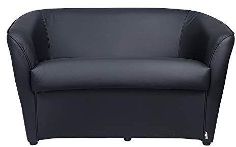 Totò Piccinni Divano POZZETTO 2 posti Alta QUALITA' Made in Italy A.76xL.123xP.67cm (Ecopelle Nero)