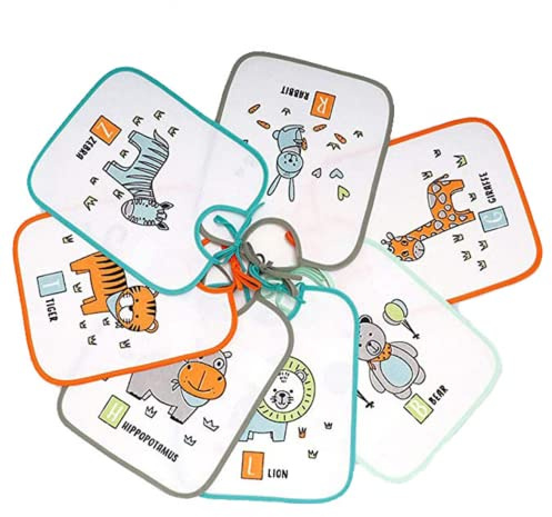 Ti TIN Pack de 7 Baberos Bebé Impermeables, Rizo de Algodón Plastificado, Absorbentes y Fáciles de Lavar, Cierre con Cintas, Hasta 12 Meses