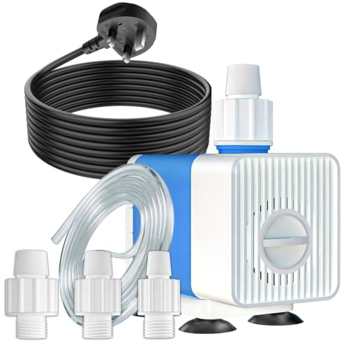 Knifel Fountain Submersible Pump, 2000L/H 35 W with 3 M Power Cord | Ultra Quiet, Adjustable Flow, 3 Installation Options, 3 Nozzles, 2.1 m High Lift for Ponds, Fountains, Hydroponics