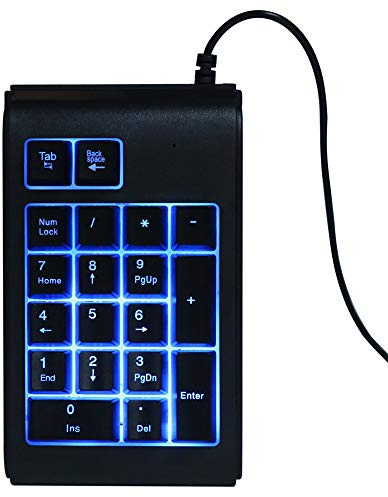 Numeriskt tangentbord med bakgrundsbelysning, 19-tangenters USB-kabelansluten mekanisk känsla Tricolor andning Numeriskt tangentbord(Black)